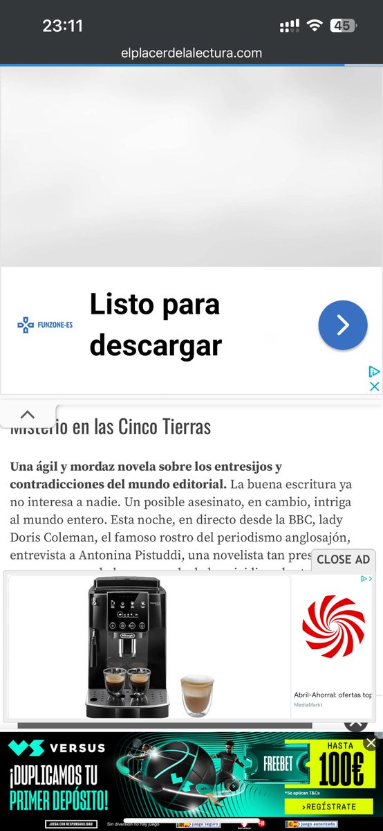 OscarCastedo's tweet photo. @Placer_Lectura realmente queréis que se lea algo en vuestra web??
Con tanto anuncio es imposible leer algo 😞 https://t.co/QIPjXBB083