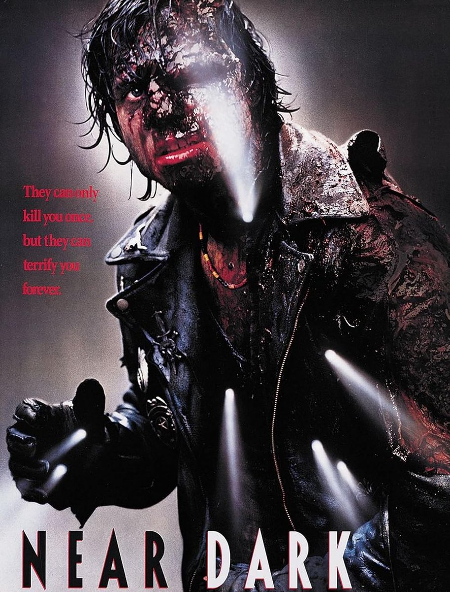 horrorlosers's tweet photo. NEAR DARK (1987) No dejaron a Kathryn Bigelow hacer su western porque no estaba de moda, así que convirtió su peli de terror en uno, con medio equipo de ALIENS (1986) como vampiros forajidos que "adoptan" a un joven cowboy en un relato fronterizo de nómadas asesinos con espuelas. https://t.co/STADHOZk2i
