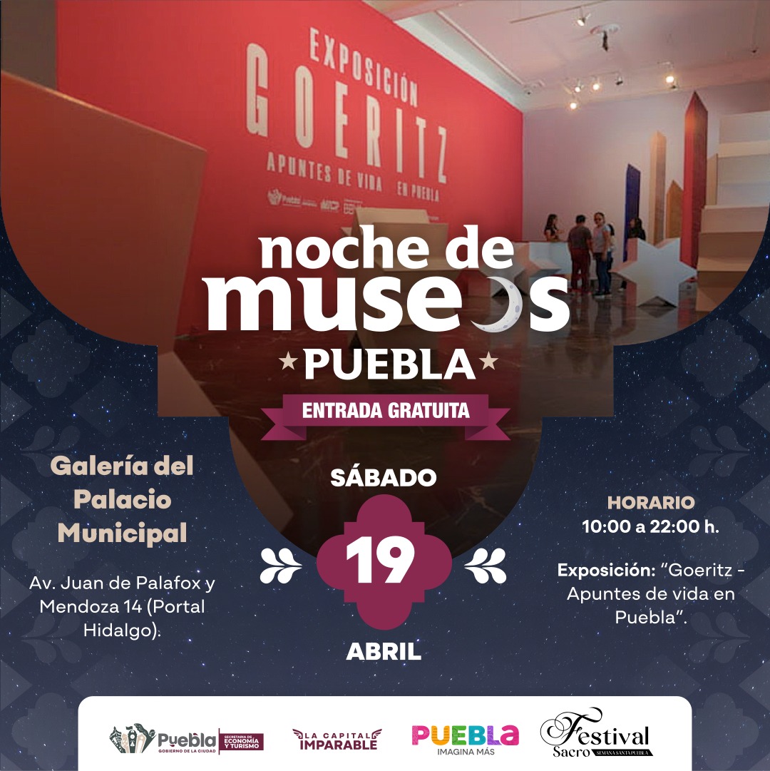 ¡🌙🏛️Es hoy!

Este sábado 19 de abril tienes una cita con el diseño, la cultura, riqueza y patrimonio de nuestra ciudad de Puebla, en la tercera edición de #NocheDeMuseos2025, que esta vez suma a Plataforma x Comic

¡Consulta los 26 recintos participantes y asiste!

#VisitaPuebla