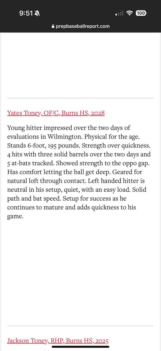 Thank you <a href="/PrepBaseballNC/">Prep Baseball North Carolina</a> for the write up…great time down in Wilmington.
<a href="/BHall_NC/">Brandon Hall</a> <a href="/burnsbaseball/">Burns High School Baseball</a>