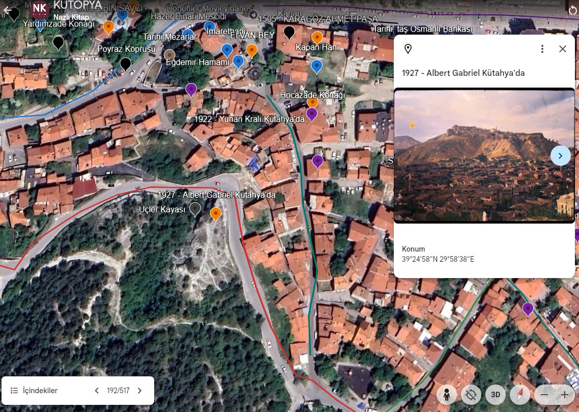 Haritamıza
- tarihi mahalleler
- tarihi kişiler
- tarihi olaylar
- gezginler, fotoğrafçılar vs.
eklenmeye başladı.

Sadece bilgisayardan görüntüleniyor;
earth.google.com/earth/d/19Btbh…