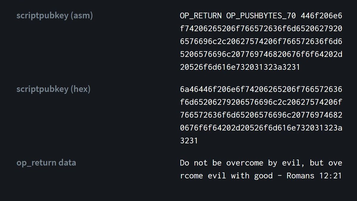 criptofacil's tweet photo. 🚨Essa mensagem foi embutida no bloco nº 666.666 do Bitcoin. 👇🏻

“Não se deixem vencer pelo mal, mas vençam o mal com o bem – Romanos 12:21” https://t.co/rKdyTqvCwK