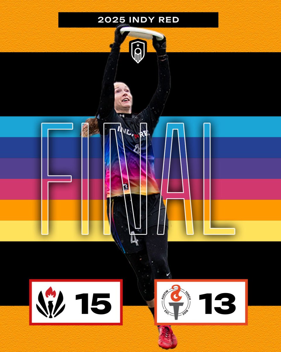 Final From Austin:

Indianapolis Red Captures Their 1st Win of The 2025 Season with Victory over <a href="/atxtorch/">Austin Torch</a> !

In another close matchup, this time in a cross conference battle, Red pulls off the win!

Great game Torch! Thank you for hosting!

#LightTheFire #PremierUltimateLeague