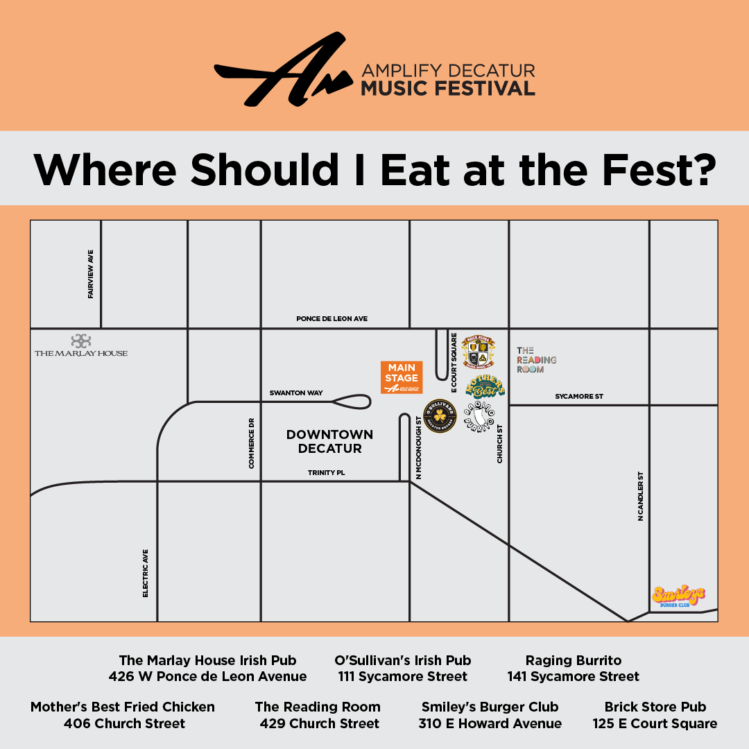 AmplifyMyComm's tweet photo. Thinking about dinner plans before #AmplifyDecaturMusicFestival's Saturday event? In lieu of an on-site food tent, these amazing local restaurants around the Decatur Square will be offering festival-goers discounts all day Saturday, April 26th!

More info: https://t.co/i9BcS2psDY https://t.co/Rz8f9UBFKB