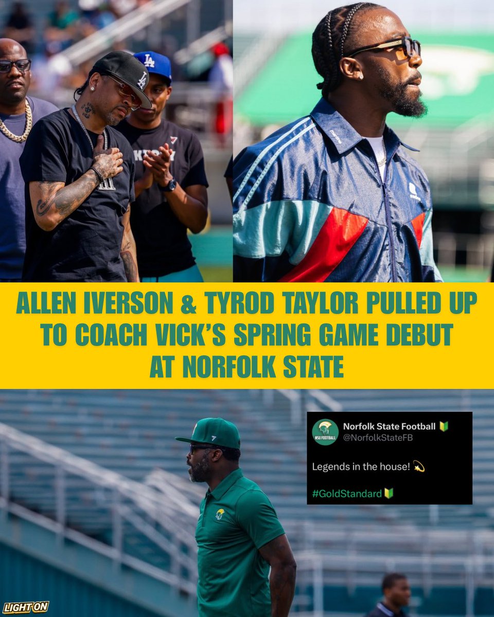 Norfolk State’s 1st spring game under Coach Michael Vick has brought out Allen Iverson and Tyrod Taylor. 🔰🔥

#BEHOLD 

(via <a href="/NorfolkStateFB/">Norfolk State Football 🔰</a>)