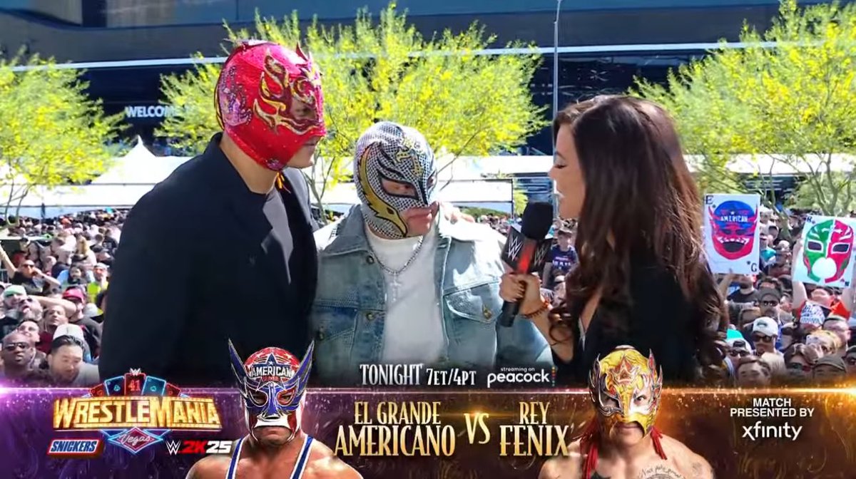 WrestleOps's tweet photo. Rey Mysterio announces that he’s not medically cleared to compete.

Rey Fenix will step in to take on El Grande Americano at #WrestleMania tonight. https://t.co/udXCKiJvzm