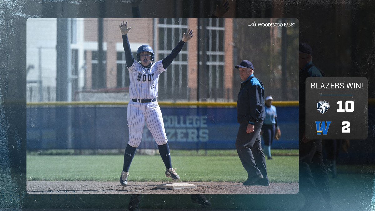 HoodBlazers's tweet photo. BLAZERS WIN!!  @hoodcollegesb sweeps conference foe Widener in mercy rule fashion with scores of 13-3 and 10-2 off of 22 hits between both games.  

Gottleib: 11 Ks, six RBIs, grand slam 
Pfleiger: HR, 3-for-4

🥎🔥🥎🔥 #ChampionMentality #BringYourBest #MACsoftball #d3softball https://t.co/Nsa2BlSTr2
