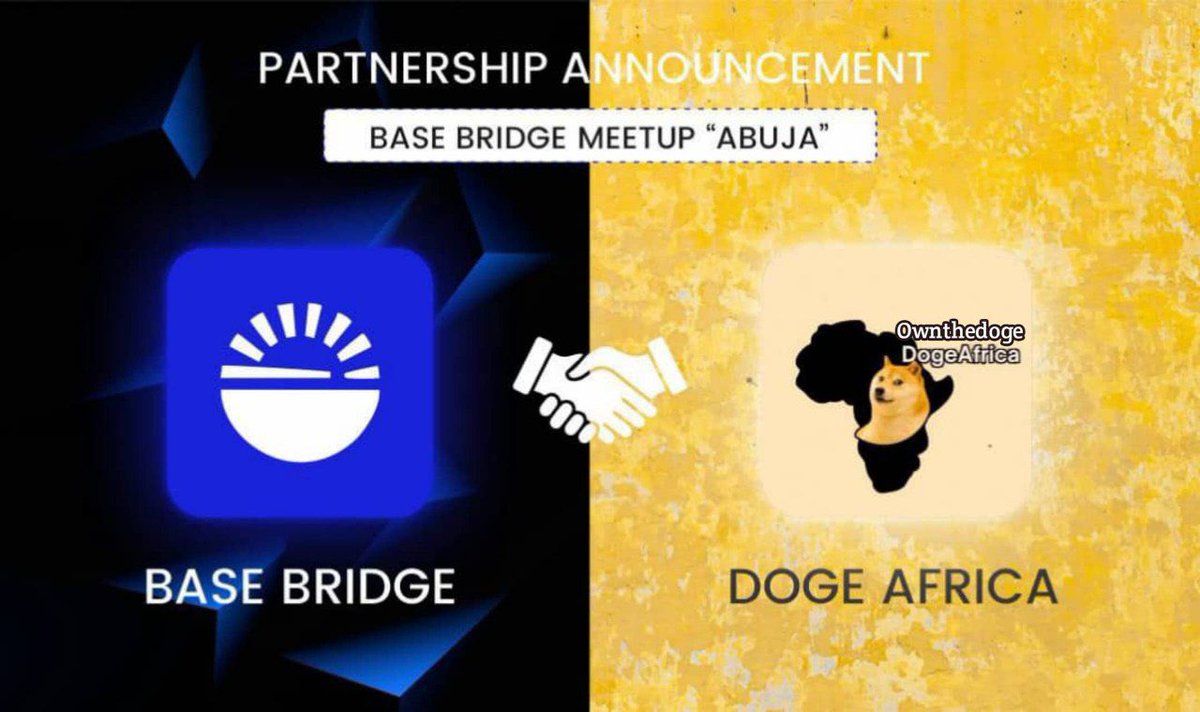 Base Bridge (@base_bridg) on Twitter photo Base Bridge x Doge Africa: Bridging Communities, Building the Future
We’re excited to announce our strategic partnership with Doge Africa ( <a href="/DogeAfrica_/">Moon Barkers</a> <a href="/ownthedoge/">Own The Doge 🐶🖼</a> ) for the upcoming Base Bridge Meetup in Abuja!
This collaboration aims to empower African Web3 enthusiasts, Base Bridge x Doge Africa: Bridging Communities, Building the Future
We’re excited to announce our strategic partnership with Doge Africa ( <a href="/DogeAfrica_/">Moon Barkers</a> <a href="/ownthedoge/">Own The Doge 🐶🖼</a> ) for the upcoming Base Bridge Meetup in Abuja!
This collaboration aims to empower African Web3 enthusiasts,