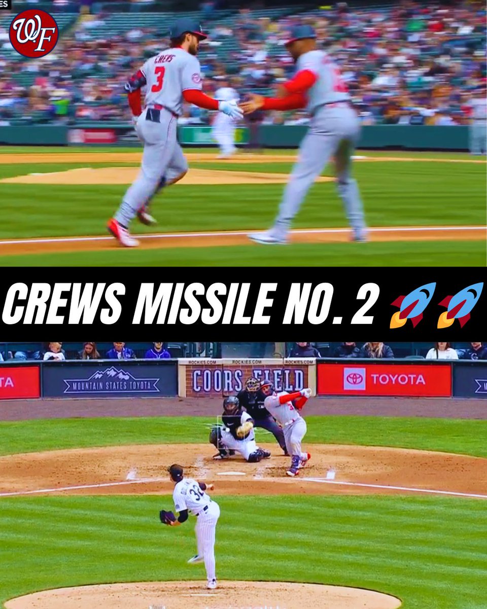 natsfanatics_'s tweet image. Dylan Crews is on fire! His second two-run blast of the game breaks this one wide open. That’s four RBIs and a serious breakout in the making. Don’t let him get hot 🔥 #CrewsControl #Natitude