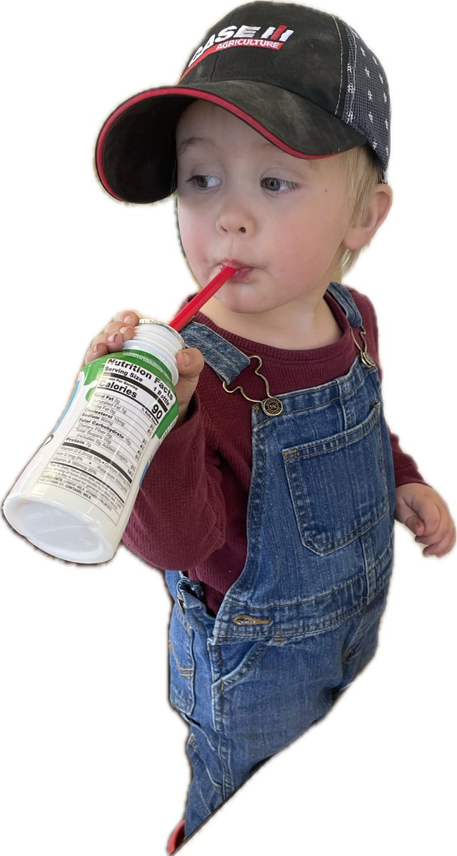 MrsZookeeper's tweet photo. Fueling up with milk before heading out in his @CNHIndustrial tractor to plant corn. https://t.co/nIJhPsqJ5o