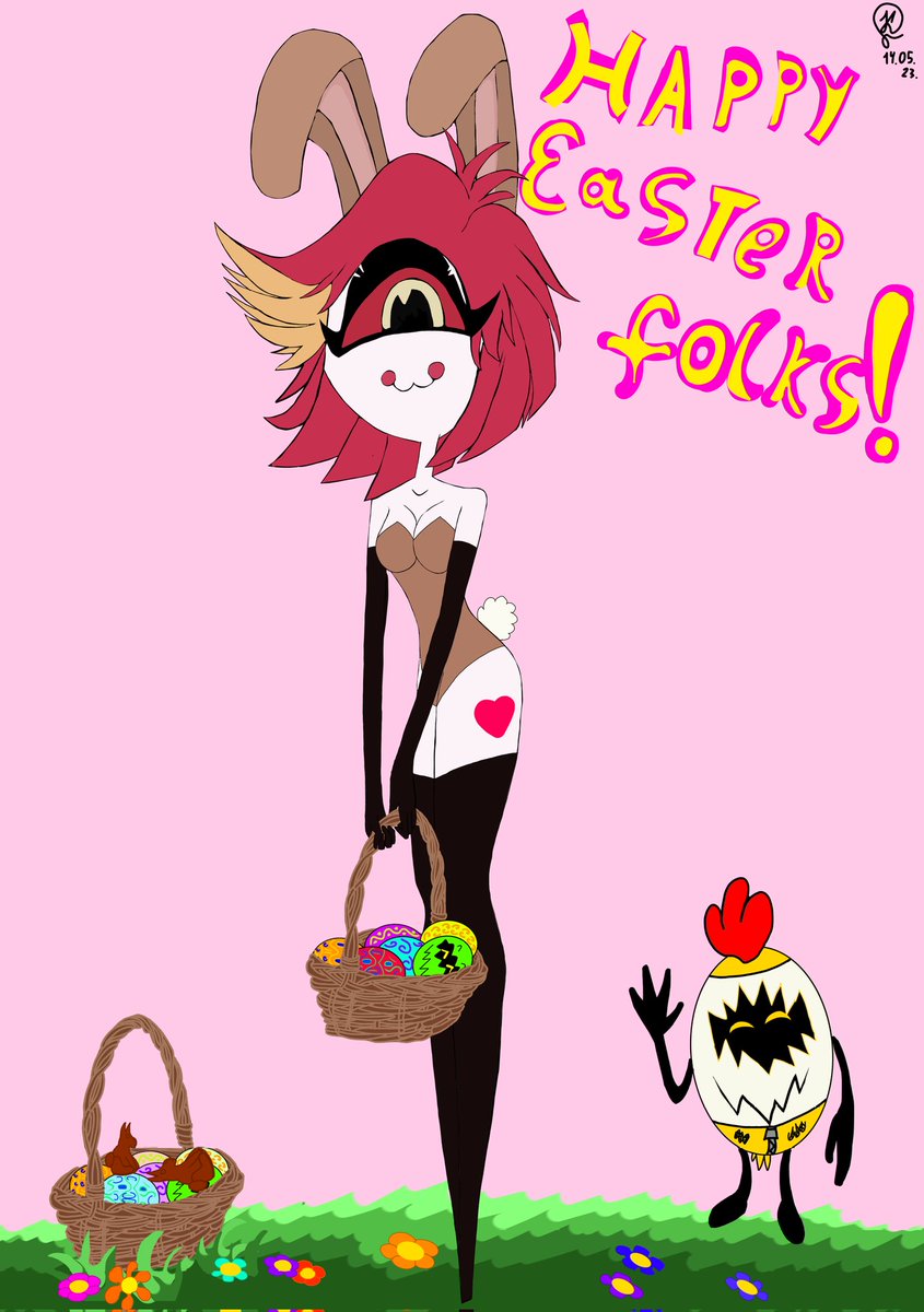 danywillow8's tweet image. #Hazbinhotel #HazbinHotelNiffty #easter2024 #Easter2025 #HappyEaster2025 I was very late with the theme of art for last year's Easter,because I could not finish this art all last April due to rehabilitation after laser vision correction.Anyway I kept this art all year. So🥳👇