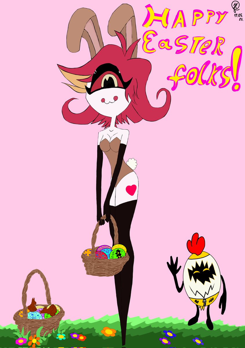 danywillow8's tweet image. #Hazbinhotel #HazbinHotelNiffty #easter2024 #Easter2025 #HappyEaster2025 I was very late with the theme of art for last year's Easter,because I could not finish this art all last April due to rehabilitation after laser vision correction.Anyway I kept this art all year. So🥳👇