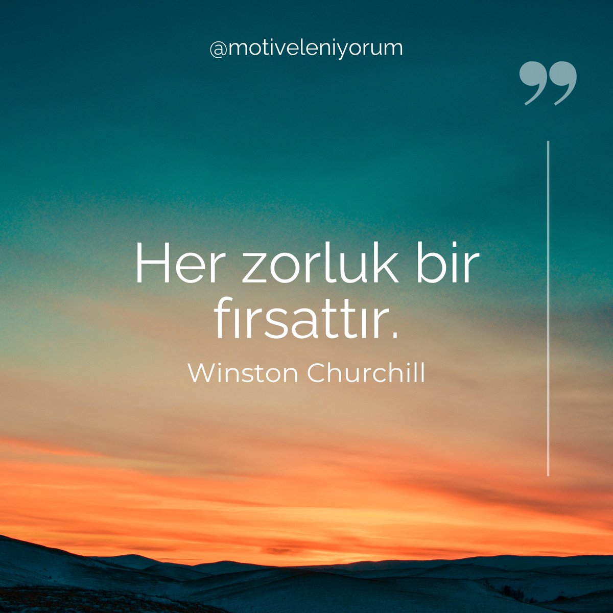 "Her zorluk bir fırsattır." — Winston Churchill

Bugün neyi başardın? Yarın için planın ne? #Motivasyon #BaşarıHikayeleri #Fırsat