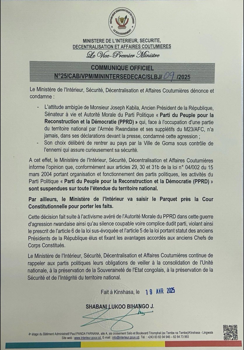 🔥🔥🔥🔥 Le PPRD officiellement suspendu.