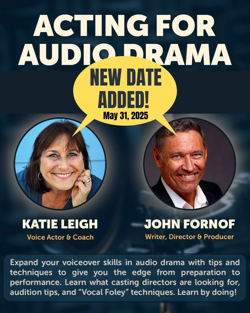Good news! Mine and John Fornof's first workshop date sold out, so we added another! Join us on May 31st: eventbrite.com/e/acting-for-a…