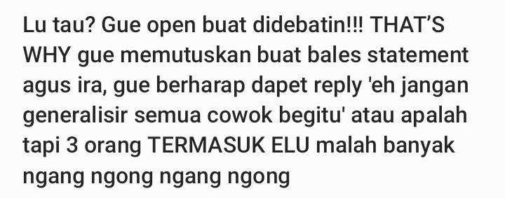 Naviblu_'s tweet photo. @cumaketjap @airawan7075 @noniksipit Gue berharap? Hah? Just like you said tiaaa

Kalo bicara di ruang publik itu punya risiko.

Open buat debat tapi harus sesuai harapan lo?

So sad knowing someone can accept the fact that not everyone sees the world through your lens..(crying in circular assumption fallacy) https://t.co/XA4KKwdQfY