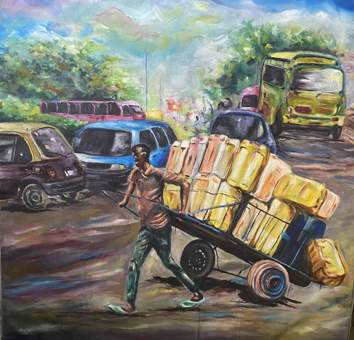 Pashur21's tweet photo. TITLE: “THE WEIGHT OF SURVIVAL ”

Medium: acrylic paint on canvas 
Size:3x3ft
Year:2025
 #art #artgalleries #artcollector #artcollection #artexhibition #artreels #artwork #amici24 #ArtCollectors #artist #landscapephotography #ArtistOnTwitter #landscapepainting #Fourthnattatwat https://t.co/8tTxDqDQ3y