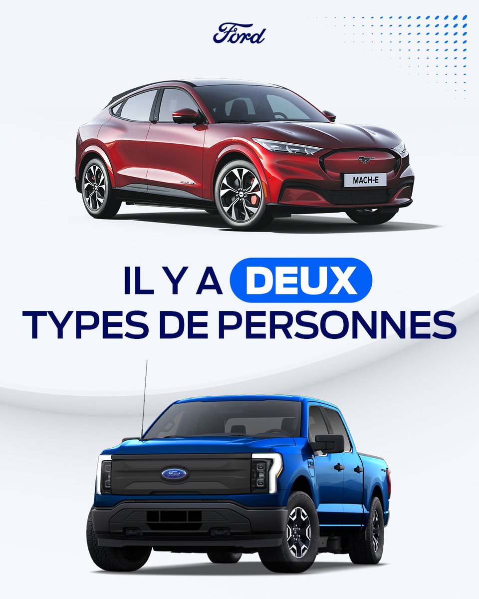 megafanford's tweet image. Il y a ceux qui aiment la tranquillité du moteur électrique de la Mach-E, et ceux qui veulent secouer le sol avec la puissance du F-150. 
-
There are those who like the Mach-E’s stealthy electric engine, and those who would rather make the ground shake with the powerful F-150.