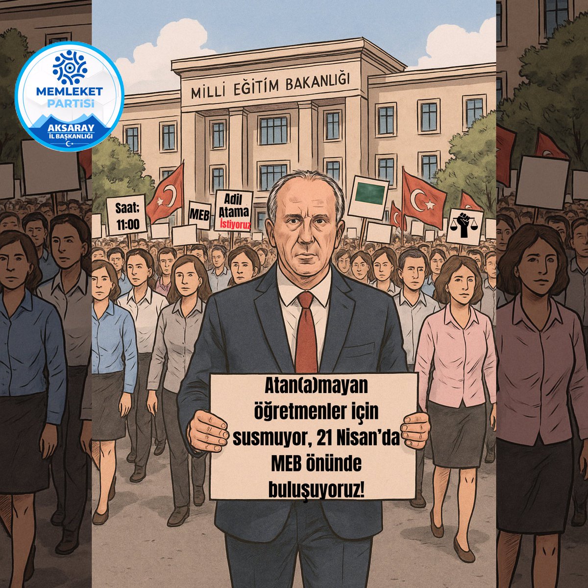 #SONDAKİKA | Muharrem İnce 21 Nisan pazartesi günü saat 11:00'de Öğretmenlik atamalarındaki adaletsizliğe karşı Milli Eğitim Bakanlığı önünde olacak!
#OEğretmenAtamasındaKıyım #OEğretmenimEmeğineSahipCık 
#EngelliOEgretmeneTopluAtama
#Kpss2024AtamasındaKıyımVar