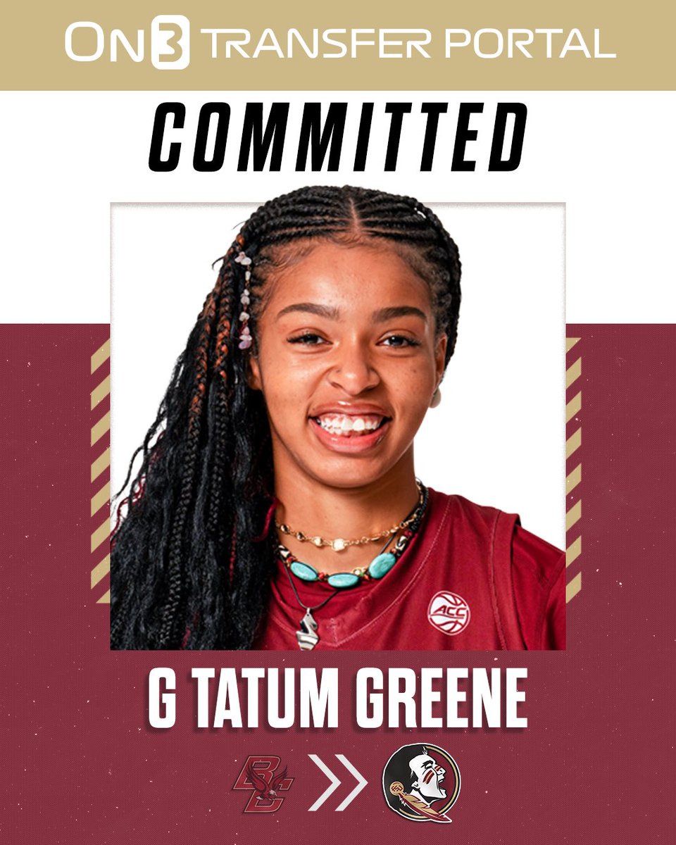 TaliaGoodmanWBB's tweet photo. BREAKING: Boston College transfer Tatum Greene has committed to Florida State. 

The 6-3 freshman averaged 4.4 ppg this season. 

TRACKER: https://t.co/StsxDxjlYl https://t.co/UQPL7wyEjh
