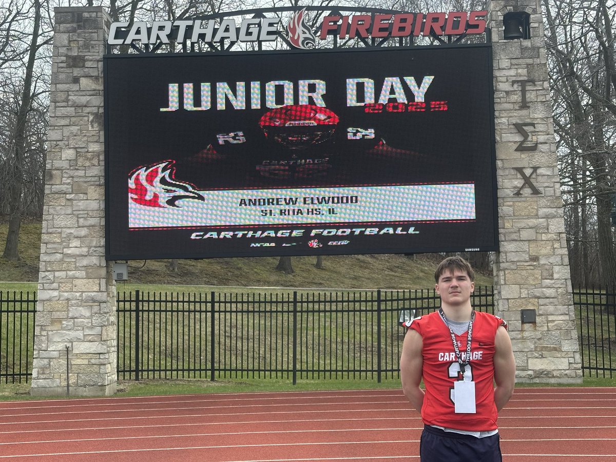 Andrew Elwood (@andrew_elwooddd) on Twitter photo Thank You <a href="/Carthage_FB/">Carthage Football</a> for a Great Junior Day !!
<a href="/CoachPopino/">Matthew Popino</a> <a href="/CoachKruse62/">Rob Kruse</a> <a href="/ACWEB33/">Adam Weber</a> <a href="/CoachMHopkins/">Martin Hopkins</a> <a href="/StRitaFootball/">St. Rita Football</a> <a href="/EDGYTIM/">Timothy “EDGYTIM” OHalloran</a> Thank You <a href="/Carthage_FB/">Carthage Football</a> for a Great Junior Day !!
<a href="/CoachPopino/">Matthew Popino</a> <a href="/CoachKruse62/">Rob Kruse</a> <a href="/ACWEB33/">Adam Weber</a> <a href="/CoachMHopkins/">Martin Hopkins</a> <a href="/StRitaFootball/">St. Rita Football</a> <a href="/EDGYTIM/">Timothy “EDGYTIM” OHalloran</a>
