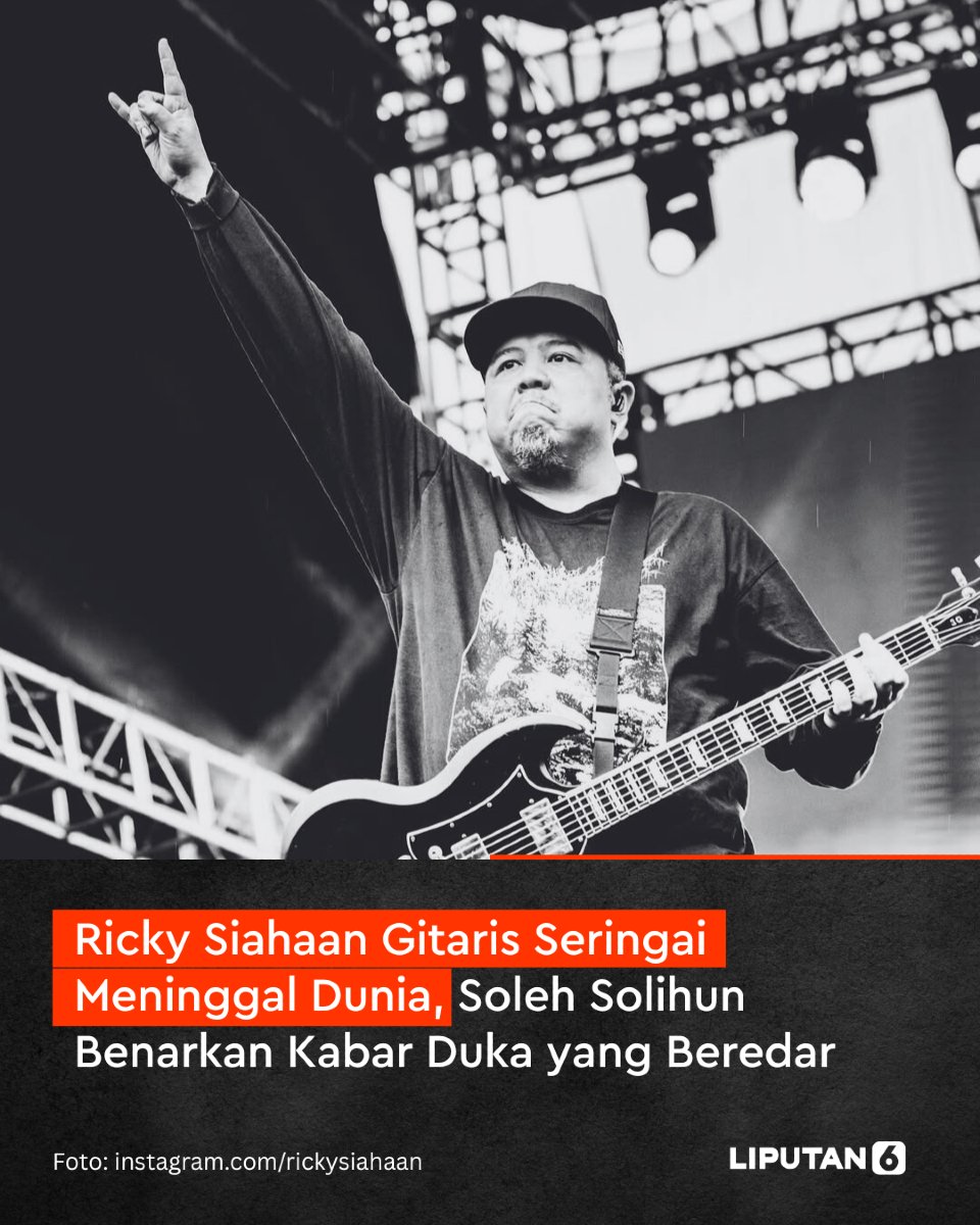 liputan6dotcom's tweet photo. Ricky Siahaan, gitaris dari grup musik Seringai dikabarkan meninggal dunia pada hari ini, Sabtu (19/4/2025). Kabar ini telah dikonfirmasi oleh Soleh Solihun, aktor, penulis, komika, presenter, yang merupakan rekan almarhum.

#seringai #rickysiahaan #lip6alv https://t.co/y3zaj2gvDO