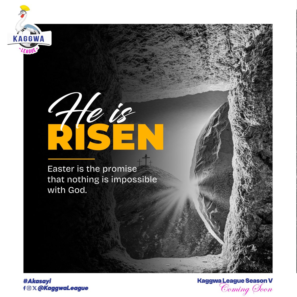 KaggwaLeague's tweet photo. He is risen! Celebrate the joy and hope of Easter with love and gratitude. 🐣✝️ #HappyEaster2025 
#Akasayi https://t.co/NAnohvKxrM
