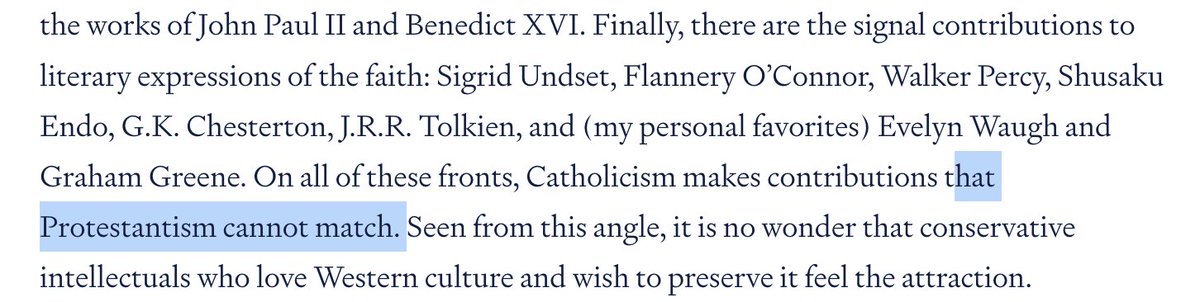Speaking as a papist I cannot overemphasize how false this is, especially if we are talking about English literature; Waugh and Greene would certainly agree. It's not even a contest—Anglicans win