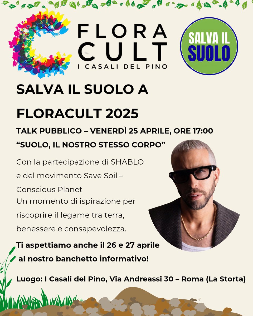 GabriellaCadei's tweet photo. Grazie #FloraCult per supportare #SaveSoilMovement.

E grazie a #SHABLO e ai volontari #SaveSoil per farci riscoprire il legame fra #suolo benessere e consapevolezza con il talk "Suolo il nostro stesso corpo"

Siete tutti invitati!

@roma_news24
@romagiornale
@Roma
@IlMsgitRoma https://t.co/tmXcllJjWa