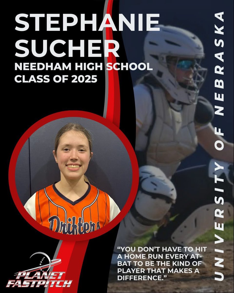 Senior Spotlight: Stephanie Sucher
Needham HS ➡️ Nebraska
Major: Forensic Science
From her 1st HR to circus-level juggling skills, Steph brings grit, fire, &amp; fun.
Walk-up: Gasolina
Takeaway: “Always be coachable.”
Nebraska, she’s coming in hot. 💥🥎