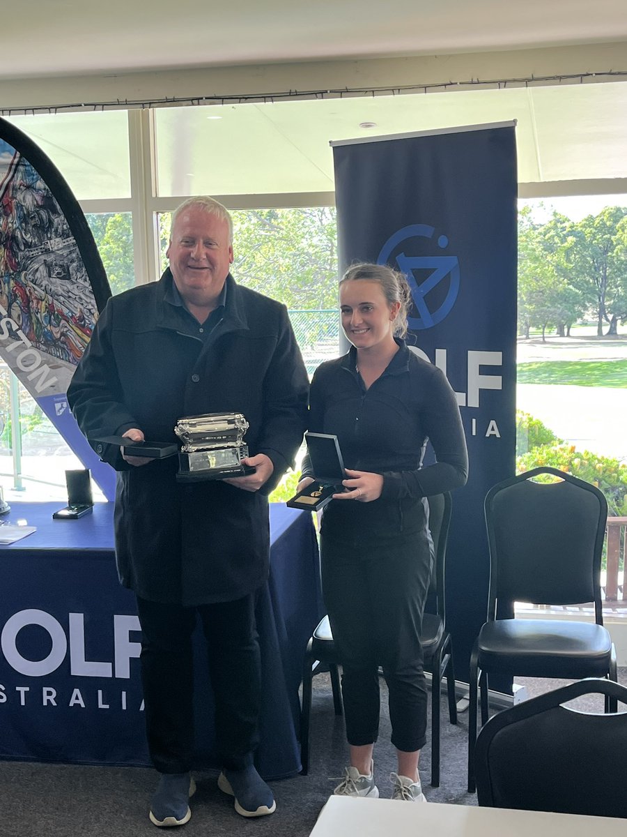 MacThomasTAS's tweet photo. I had a great weekend playing in the 2025 Tasmanian Open, getting the win in the Women’s open event by two shots. I’m very grateful to get my name on this trophy alongside some incredible past winners! Thank you @GolfAustTAS and Launceston GC for running the event! https://t.co/MiyAN3NX2P