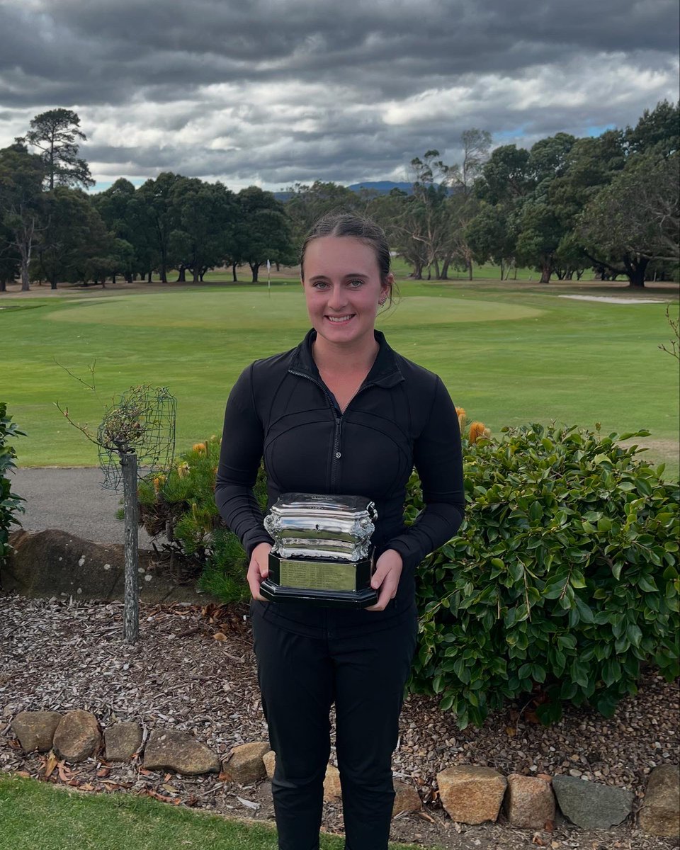 MacThomasTAS's tweet photo. I had a great weekend playing in the 2025 Tasmanian Open, getting the win in the Women’s open event by two shots. I’m very grateful to get my name on this trophy alongside some incredible past winners! Thank you @GolfAustTAS and Launceston GC for running the event! https://t.co/MiyAN3NX2P