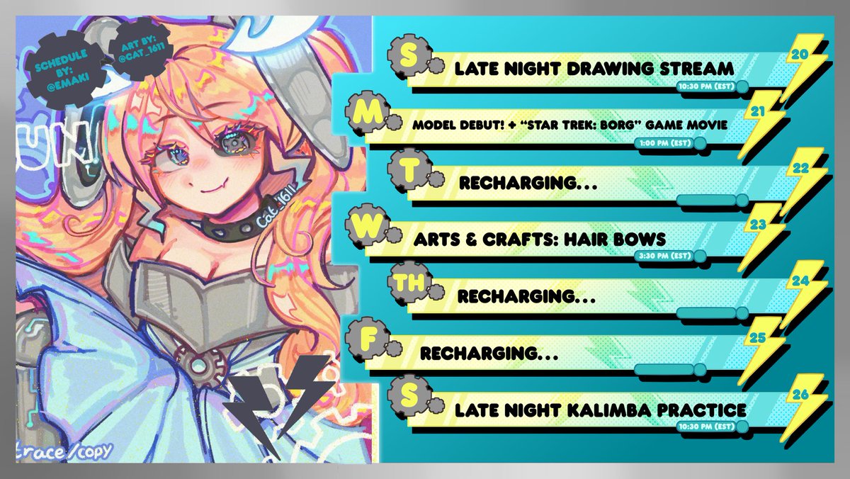 Keko_da_Bunbun's tweet photo. Hi Hi! I hope everyone is having a great Easter weekend so far 🩵⚡️

I finally have a stream schedule made by the talented Emaki (on VGen)!

Sunday-Monday Streaming Schedule:

#vtuber #VtuberEN #streamer #Twitchstream #Vtubers #GVtuber https://t.co/WUpG3Ft6Vl