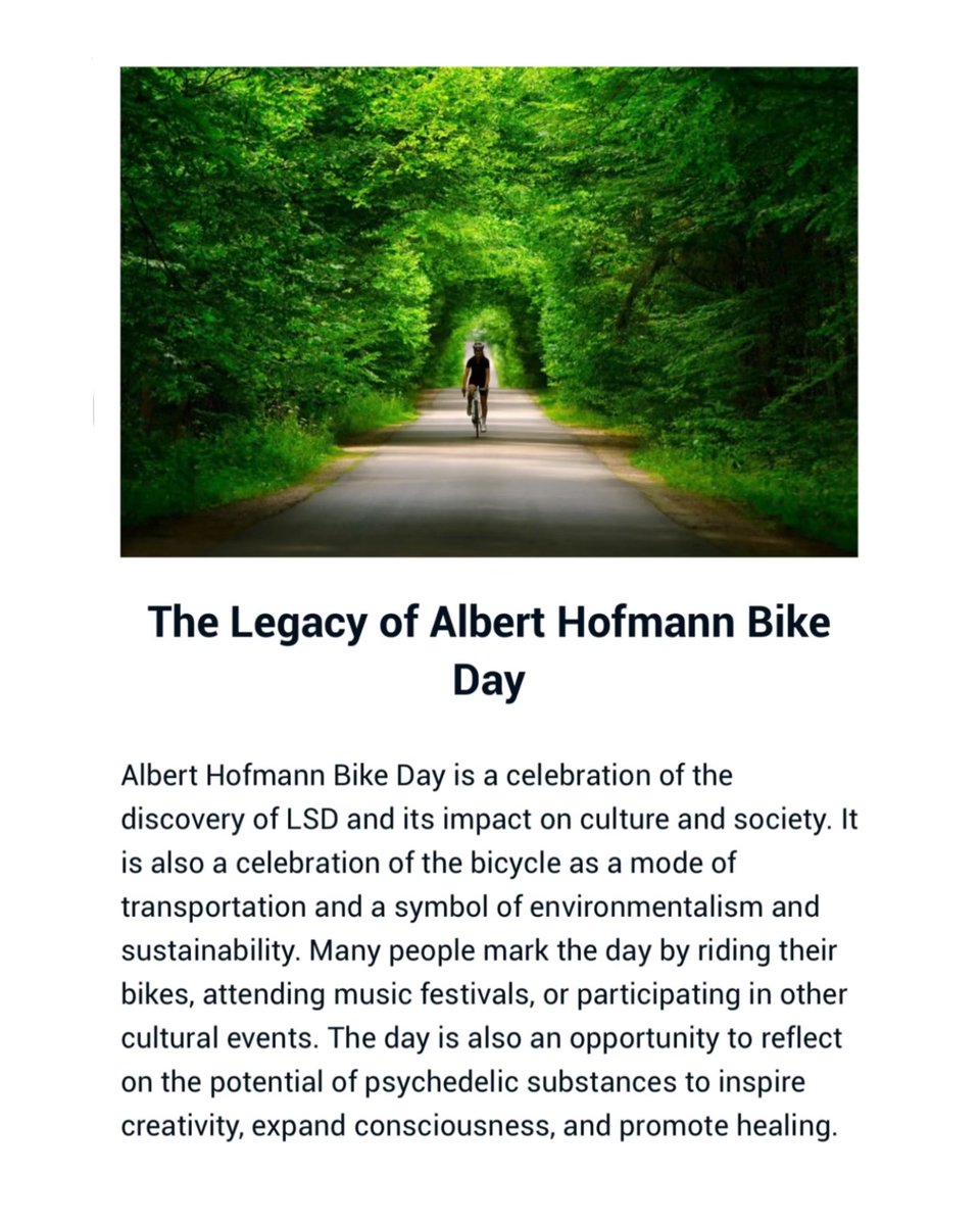 On this day in 1943, Albert Hofmann took a now-famous bicycle ride that changed the course of history—ushering in a new era of exploration into consciousness, creativity, and healing.

I had the honor of meeting Albert years ago, and his curiosity, brilliance, and reverence for