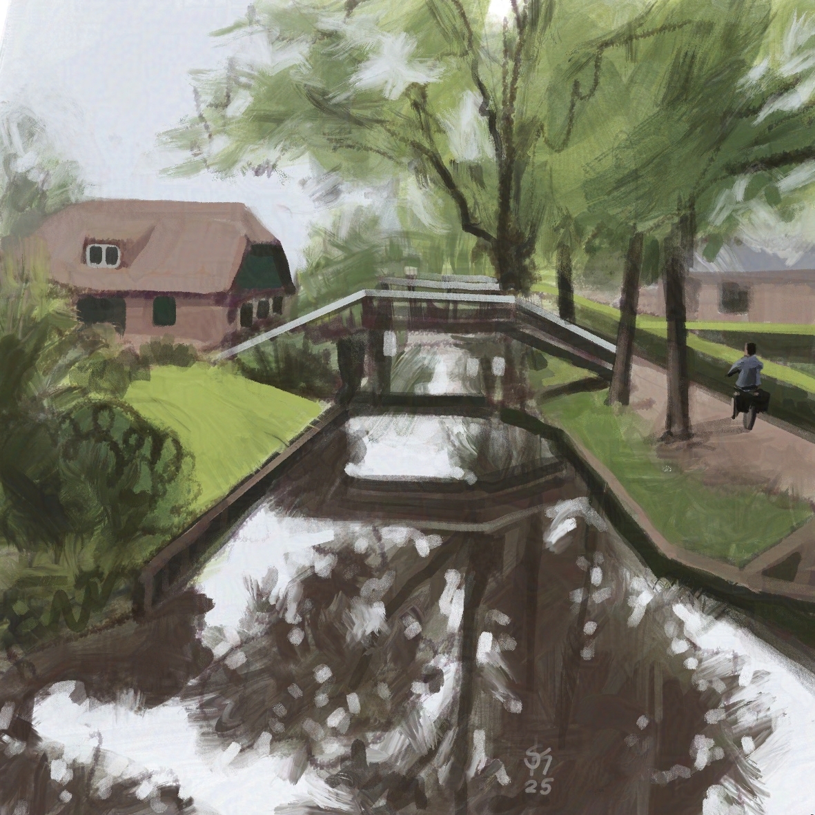 SaskleArt's tweet photo. Day 19/30 of #pleinairpril2025
Theme: Aqua
Hosted by @warriorpainters 

I like the scribbly feel of the foliage, might want to play more with that. https://t.co/wYFCFB4alE