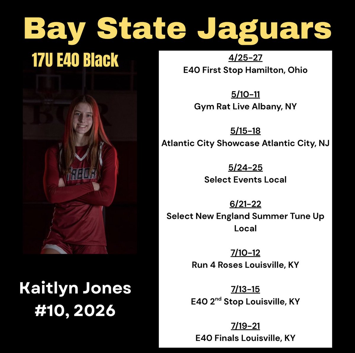 Here’s my schedule for this spring/summer! <a href="/BayStateJags/">Bay State Jaguars</a> <a href="/taborgbball/">Tabor Academy Girls' Basketball</a> <a href="/LaurieBollin/">LAURIE BOLLIN</a>