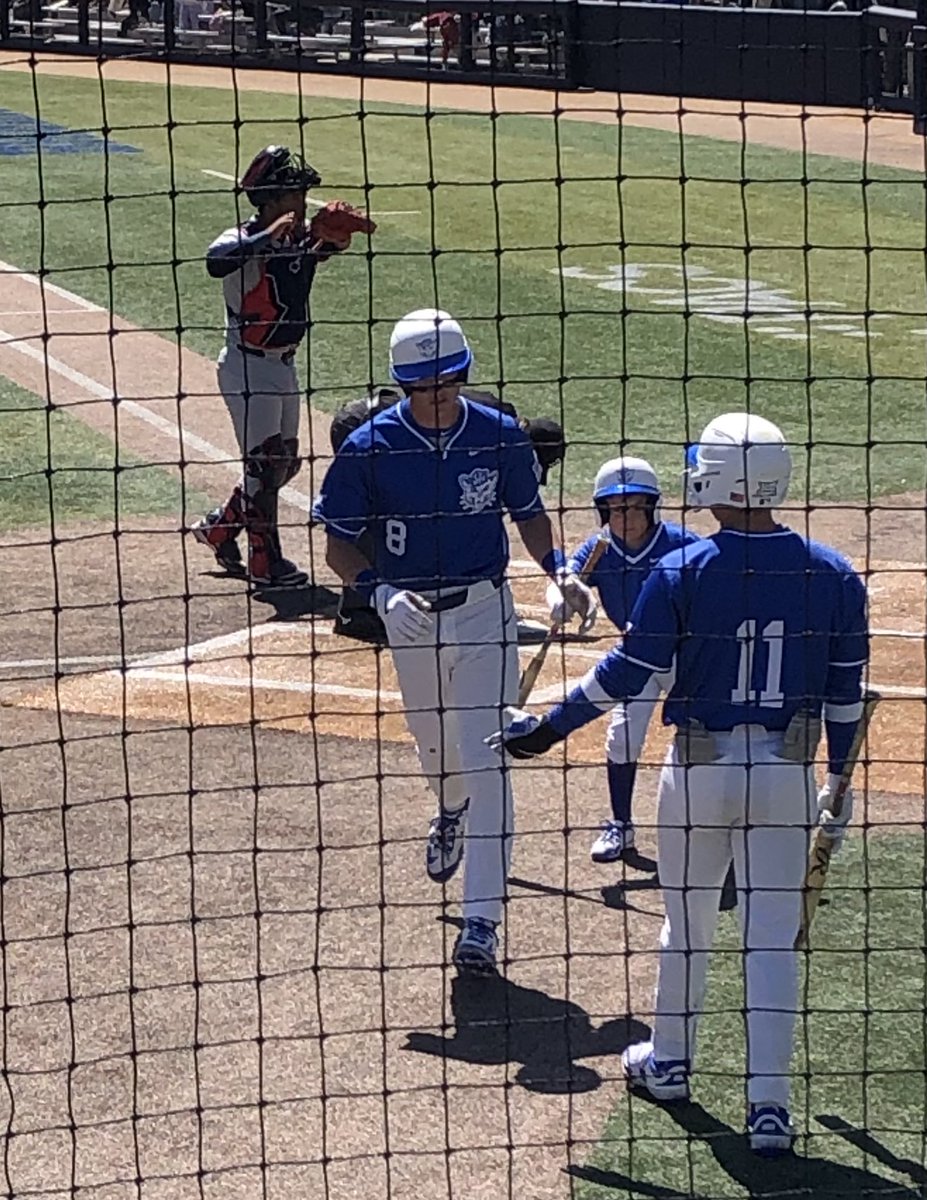 RalphZobell's tweet photo. Ryder Robinson knocked a two-run homer to get congratulated after giving #BYUbaseball an early two-run lead at Larry H. Miller Field in Provo, but No. 22 Arizona won the rubber match, 7-5. #GoCougs are at #uvubaseball on Monday night #Big12BB https://t.co/NmgLEwqRTk