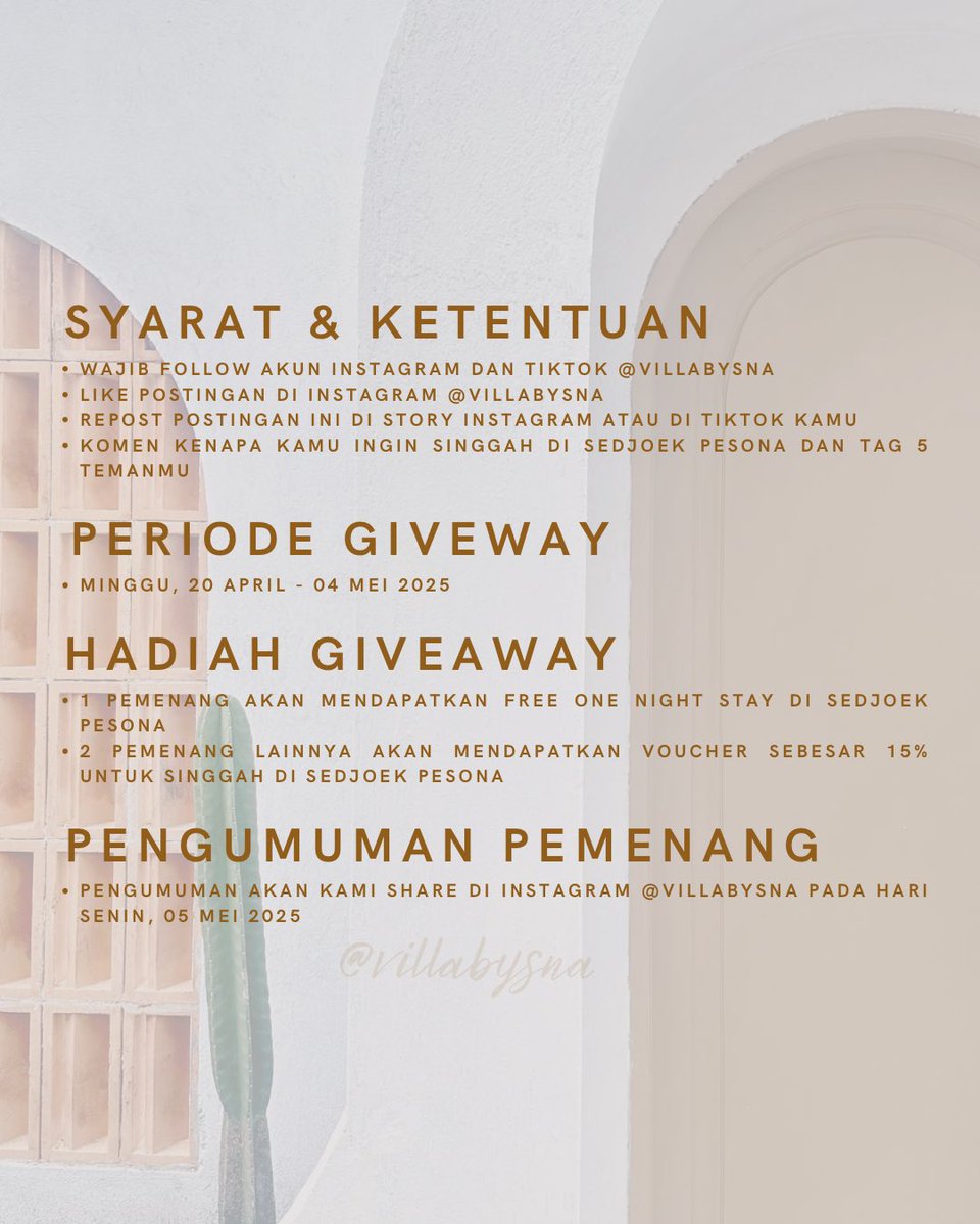 404_err0or's tweet photo. ⋆. 𐙚 ˚ GIVEAWAY TIME ⋆˙⟡

Hadiah Giveaway:
• 1 pemenang akan mendapatkan FREE ONE NIGHT STAY at Sedjoek Pesona (Kapasitas tamu 8 orang).
• 2 pemenang lainnya akan mendapatkan potongan harga sebesar 15% untuk singgah di Sedjoek Pesona. https://t.co/aikYC1LRW8