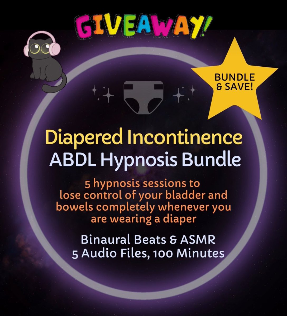 🚨 Giveaway Time!! Like and reshare for your chance to win 🏆 🎧 🎶 😵‍💫 

Comment with your blushiest accident for an extra entry 😳

Good luck squishy butts!! Winner will be announced Friday next week 🎙️🐱 

Explore all my ABDL Hypno on Shopify: 

hypnocatabdl.myshopify.com