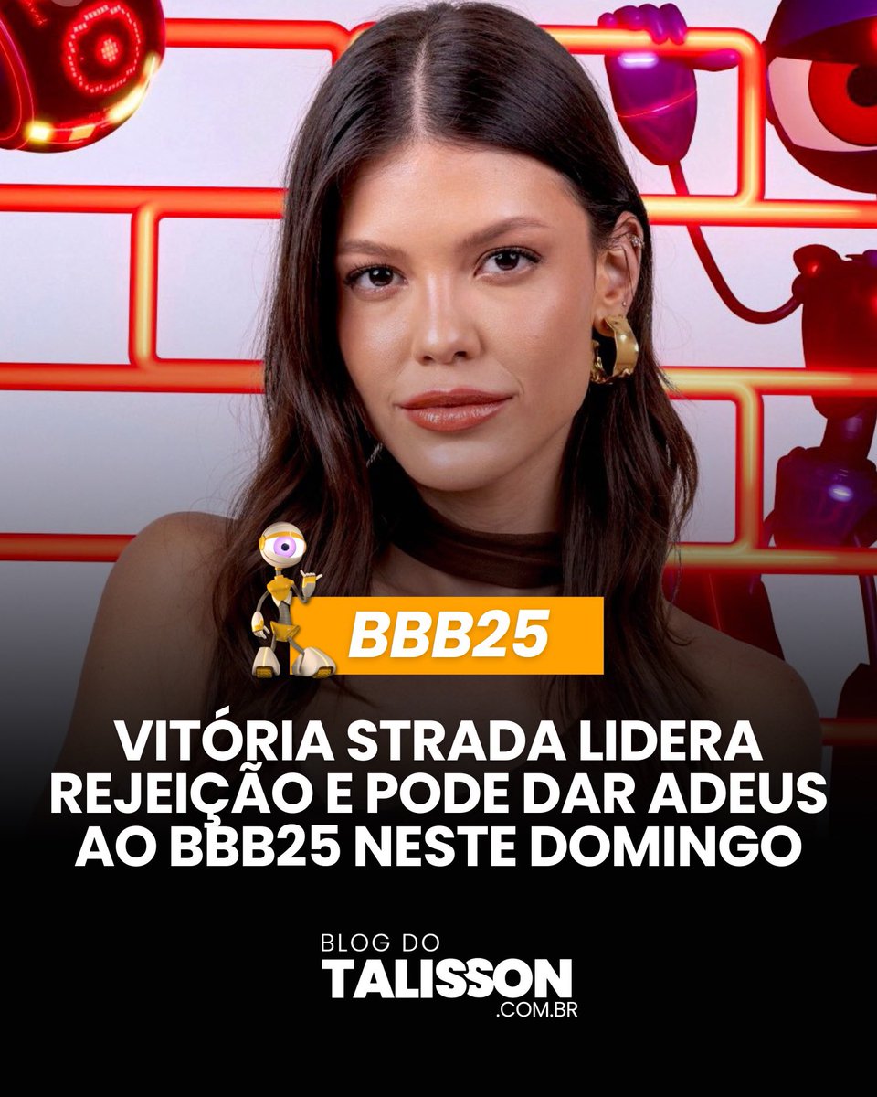 blogdotalisson's tweet photo. A tensão está no ar no último paredão do BBB25. A poucas horas da eliminação deste domingo (20), a parcial da enquete UOL, divulgada neste sábado
(19), às 15h, aponta Vitória Strada como a mais votada para sair do programa, com 57,85% dos votos. https://t.co/ivrVws93mA