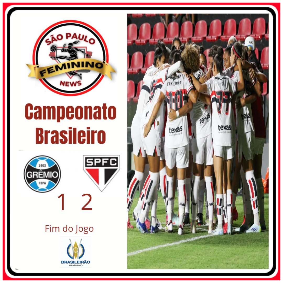 saopaulofemnews's tweet photo. 🏆 Campeonato Brasileiro - Fim de Jogo 🏆 

São Paulo vence o Grêmio fora de casa

⚽ Crivelari 
⚽ B. Calderan

Próximo jogo sábado (26), às 15 horas em Cotia, contra o Corinthians.

Vamos São Paulo!
São Paulo Feminino News sempre apoiando e torcendo por vocês meninas!
❤️🤍🖤 https://t.co/T1R2KLEpND