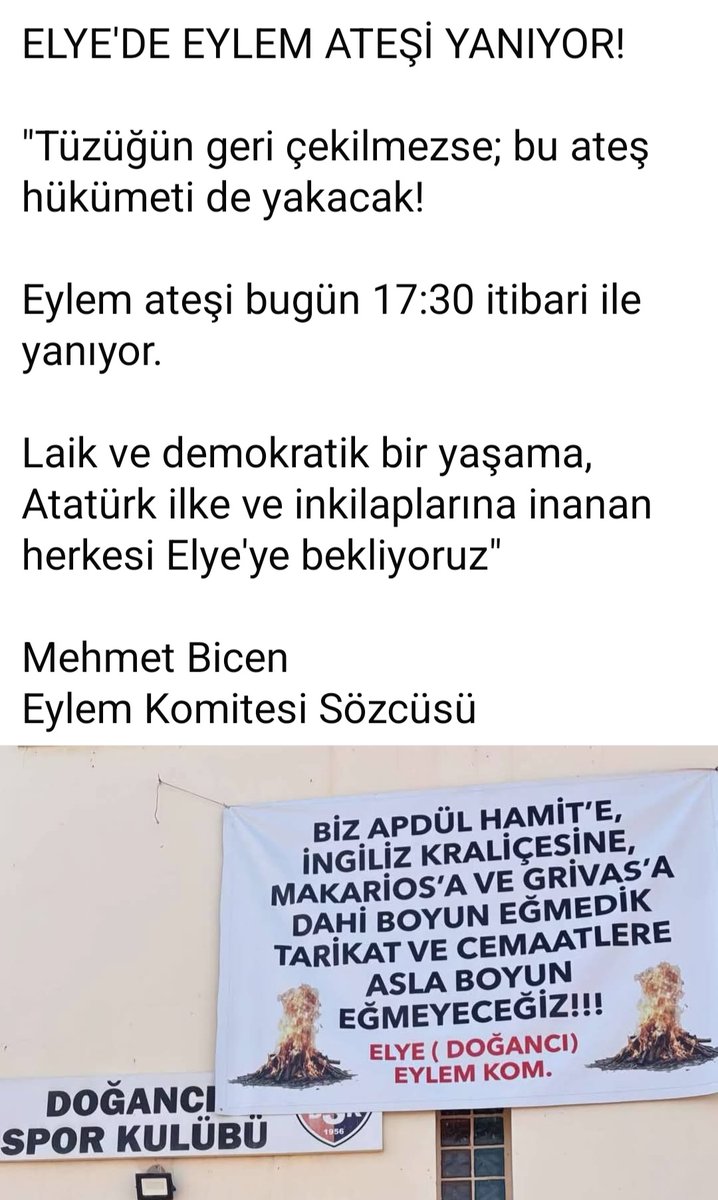 Doğancı (Elye) Lefke ilçemize bağlı üretici bir köyümüzdür.Bilhassa karpuzu meşhurdur Nüfusu, 1572'de Anadolu'dan getirilmiştir
Rum-Yunan saldırılarına karşı 453 yıldır TÜRKLÜĞÜNÜ korumuştur.
Halkı, tavizsiz Atatürkçü'dür
Aşağıdaki duyuruyu bugün yayınladılar
KIBRIS TÜRKÜ BUDUR!