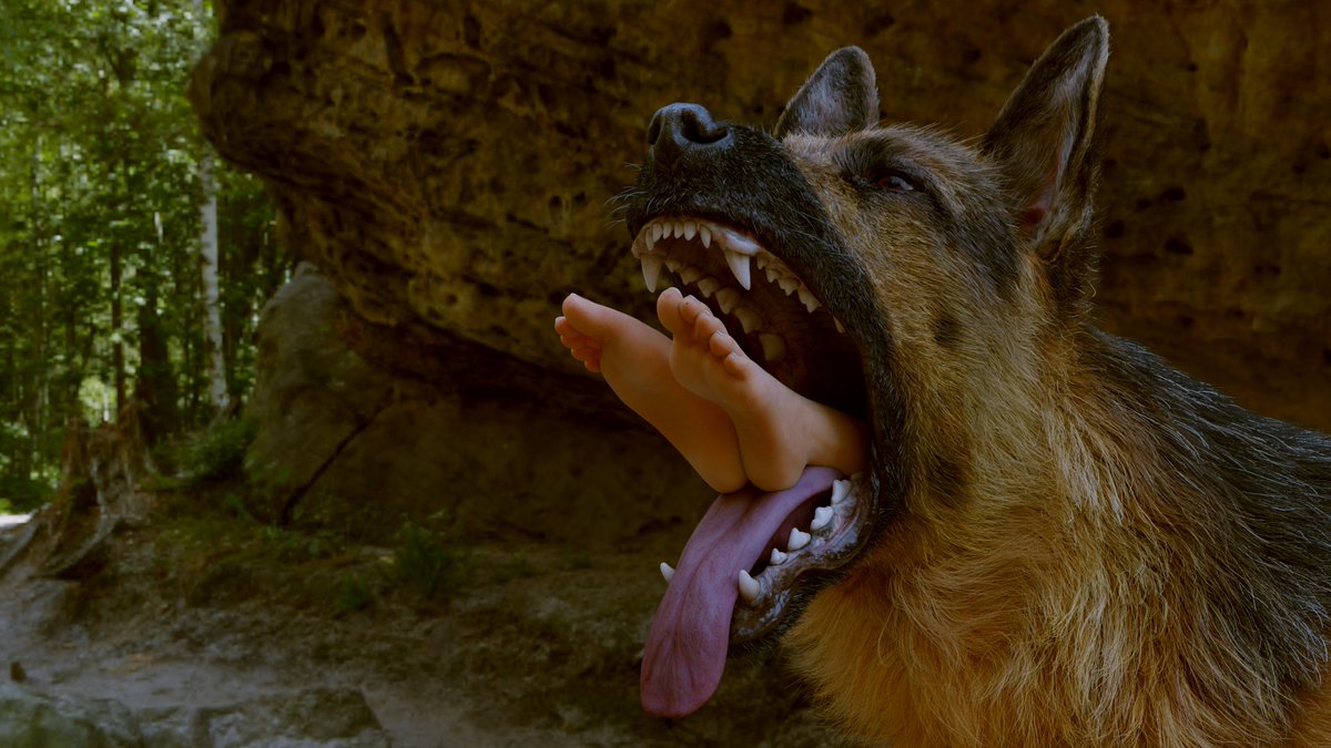 Hiker turned Dog Food~ 

more on pa tree on <3 

#vore #dogvore #dog #feet #soles #3dart #unwillingprey #unwillingvore #furryvore #furryarwork