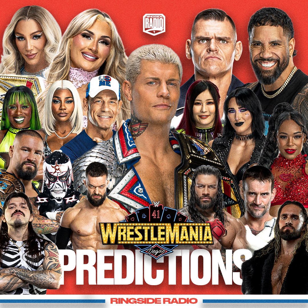 RingsideRadioQ's tweet photo. #WrestleMania IS HERE

here’s our predictions for this weekend🎰

🧵 https://t.co/3VOhWSB3BE