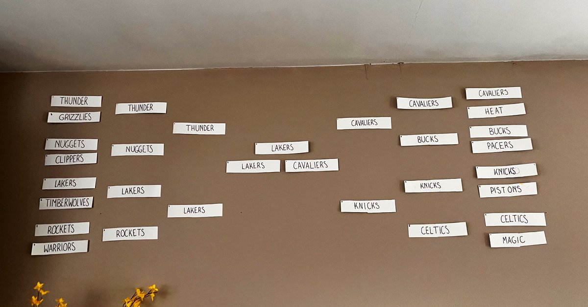 MavsEditz1's tweet photo. Finally made my playoff bracket, now that the Mavs poverty season is over. https://t.co/yeZaDal0px