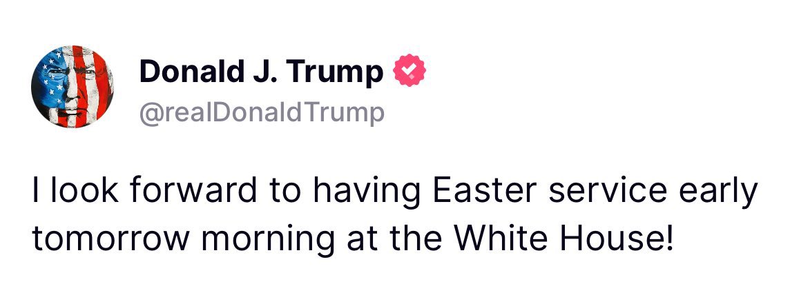 bennyjohnson's tweet photo. 🚨President Trump ahead of Easter Service tomorrow at the White House: https://t.co/yqvg6crPYV