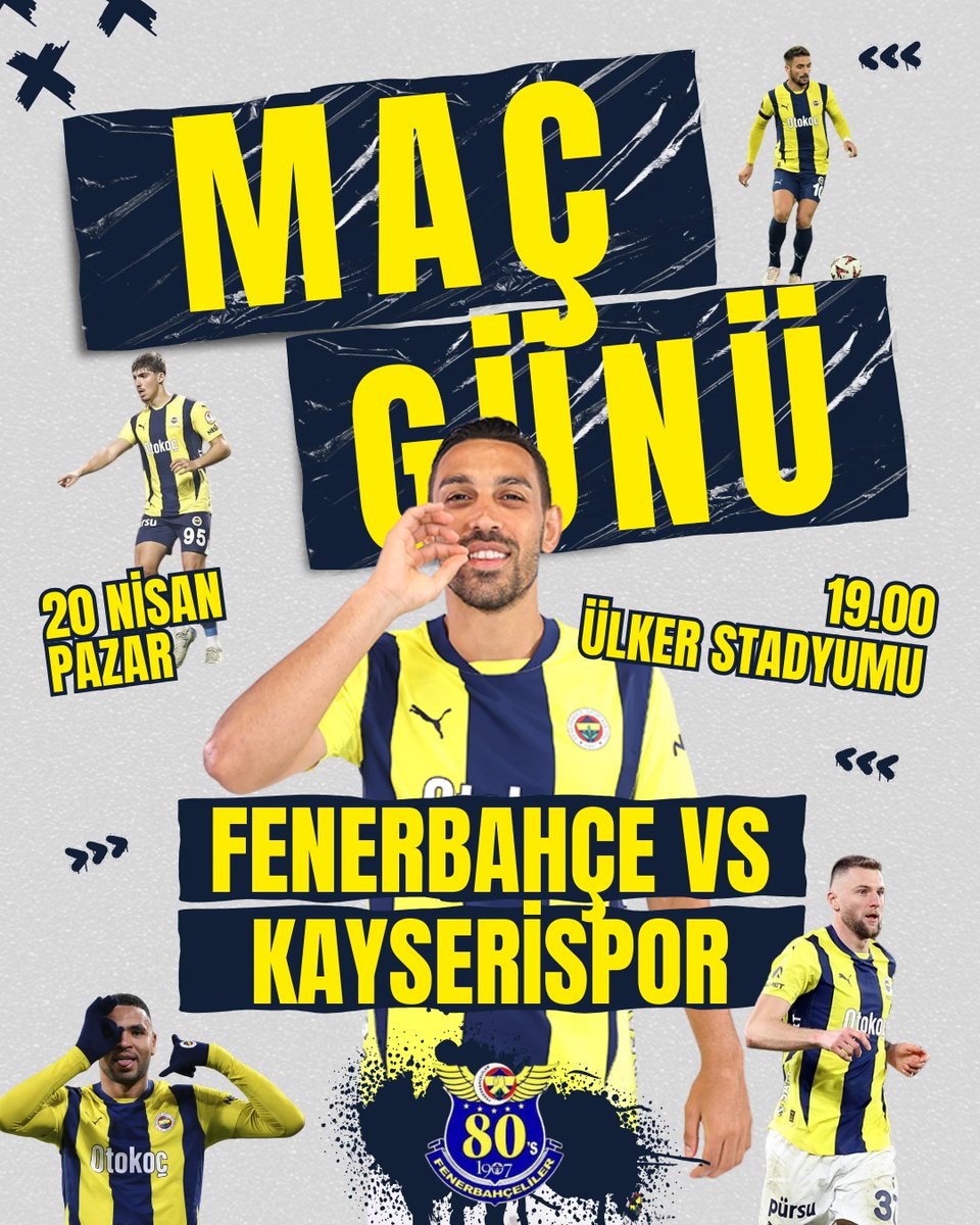🆚 B. Kayserispor 
🗓 20 Nisan Pazar 
🕖 19.00 
🏟 <a href="/ulkerstadyumu/">Ülker Stadyumu</a>
📲 #FBvKYS
<a href="/80sRamazan/">Ramazan Çetinkaya..Fenerbahçeliler</a> <a href="/80s_Genctayfa/">80s_genctayfa</a> <a href="/Fenerbahce/">Fenerbahçe SK</a> 
#FenerinMaçıVar #Fenerbahçe
