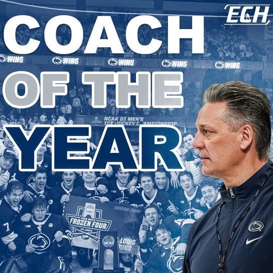 IT'S AN HONOR: <a href="/PennStateMHKY/">Penn State Men’s Hockey</a> coach Guy Gadowsky named Coach of the Year by Everything College Hockey. #WeAre #PennSkate #PennState #HockeyValley