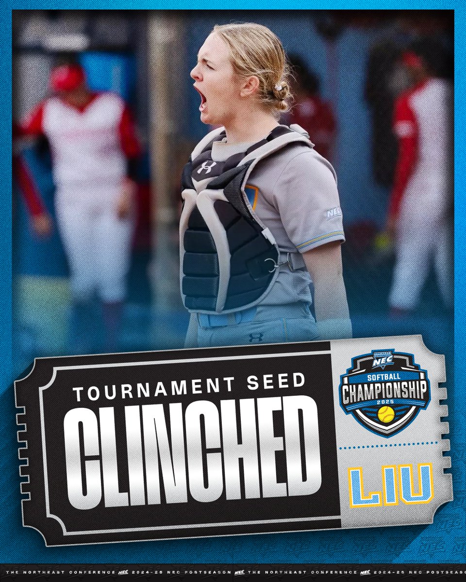 NEC Softball (@necsoftball) on Twitter photo ๐ฅ #NECsoftball ๐ง๐ข๐จ๐ฅ๐ก๐๐ ๐๐ก๐ง ๐๐๐ฅ๐ง๐ ๐๐๐๐ก๐๐๐๐: ๐ฆ
With today's win, <a href="/LIUSoftball/">LIU Softball</a> is the first NEC squad to secure an NEC Tournament berth this season. The Sharks will be making their 7th-straight postseason appearance in 2025.
#NECchamps๐ x <a href="/LIUAthletics/">LIU Athletics</a> ๐ฅ #NECsoftball ๐ง๐ข๐จ๐ฅ๐ก๐๐ ๐๐ก๐ง ๐๐๐ฅ๐ง๐ ๐๐๐๐ก๐๐๐๐: ๐ฆ
With today's win, <a href="/LIUSoftball/">LIU Softball</a> is the first NEC squad to secure an NEC Tournament berth this season. The Sharks will be making their 7th-straight postseason appearance in 2025.
#NECchamps๐ x <a href="/LIUAthletics/">LIU Athletics</a>