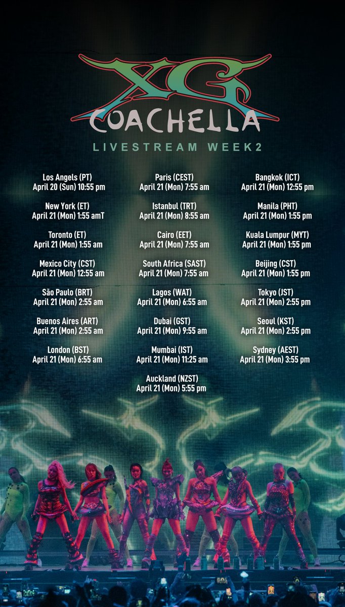 XGOfficial_'s tweet photo. #XG_Coachella Week2 
on the Sahara Stage @coachella

04.20 Sun 10:55PM (PT)
04.21 Mon 2:55PM (JST/KST)
🎥https://t.co/8EsnoeRa2M

#XG
#XGCHELLA
#XGALX https://t.co/IeCgwt0R5C